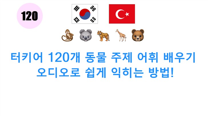 터키어 120개 동물 주제 어휘 배우기: 오디오로 쉽게 익히는 방법!